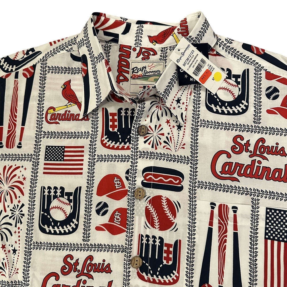 NEW Men's Reyn Spooner White St.‎ Louis Cardinals Button-Up Shirt Medium